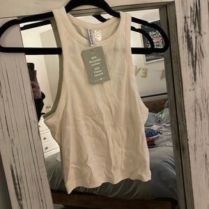 Cream crop top tank top
